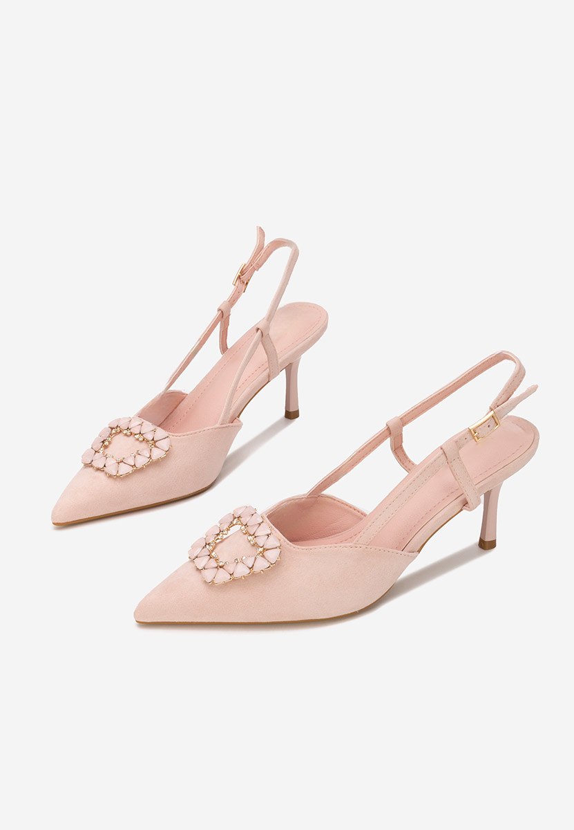 Różowe czółenka na słupku Slingback Castalia