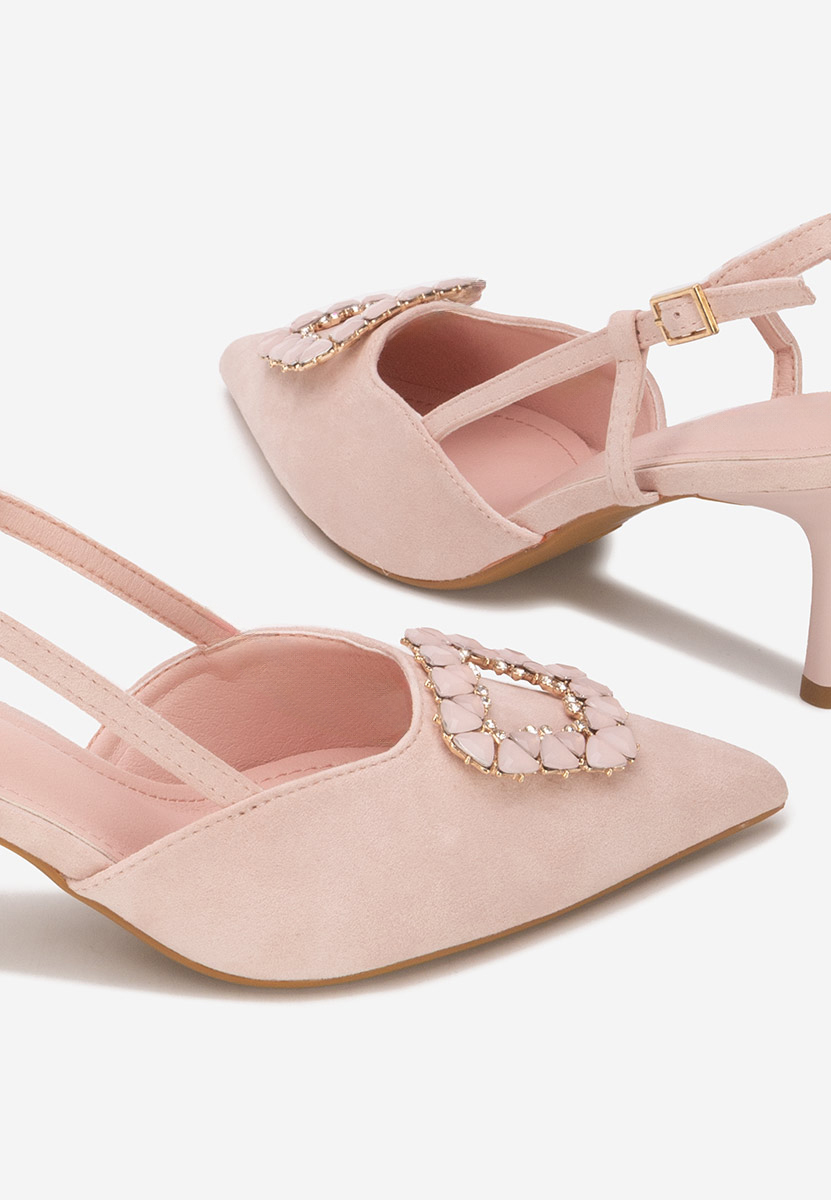 Różowe czółenka na słupku Slingback Castalia