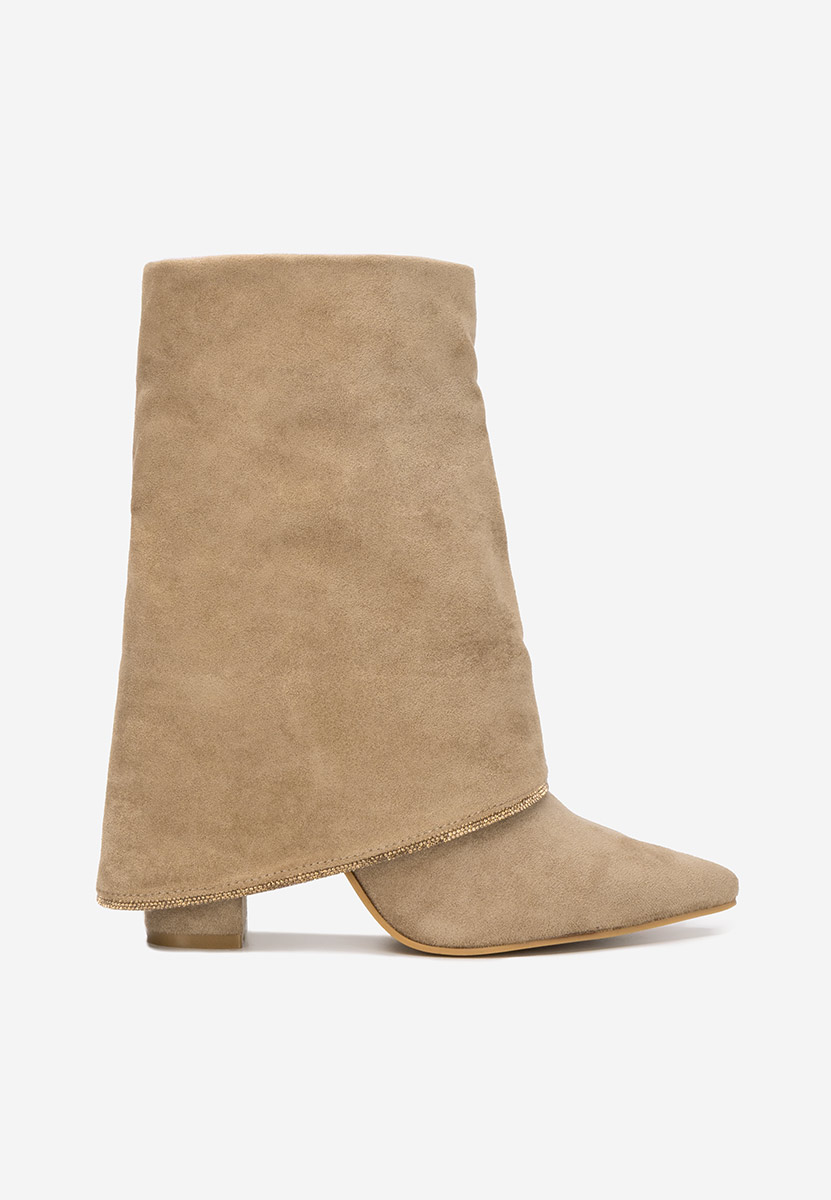 Khaki kozaki na obcasie Nelora