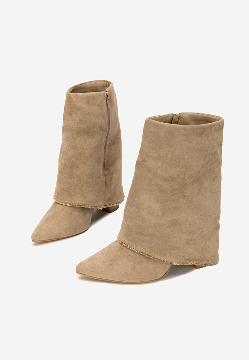 Khaki kozaki na obcasie Nelora