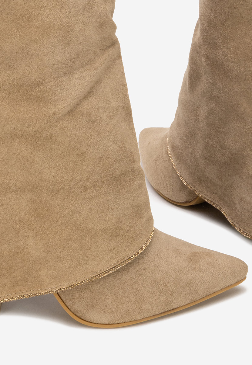 Khaki kozaki na obcasie Nelora