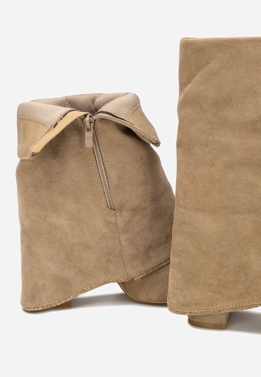 Khaki kozaki na obcasie Nelora