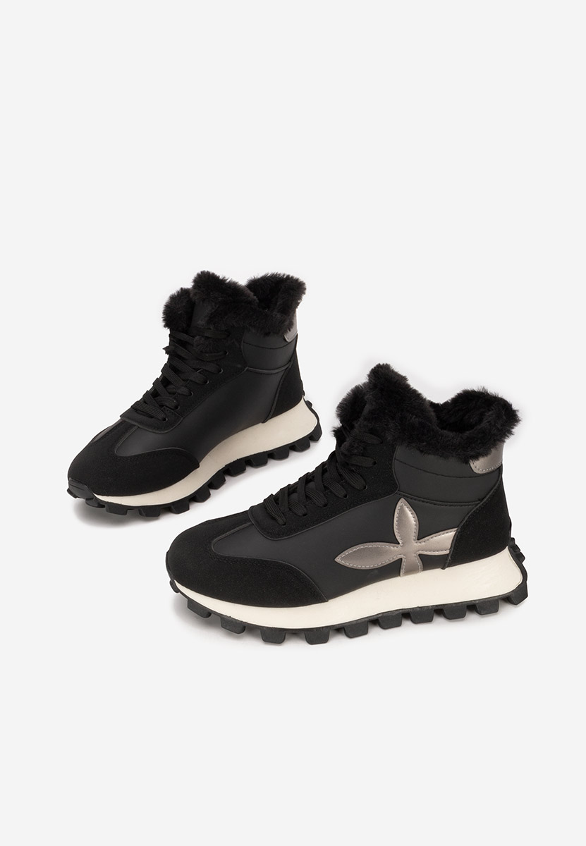 Czarne zimowe sneakersy damskie Ozia