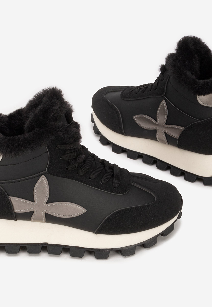 Czarne zimowe sneakersy damskie Ozia
