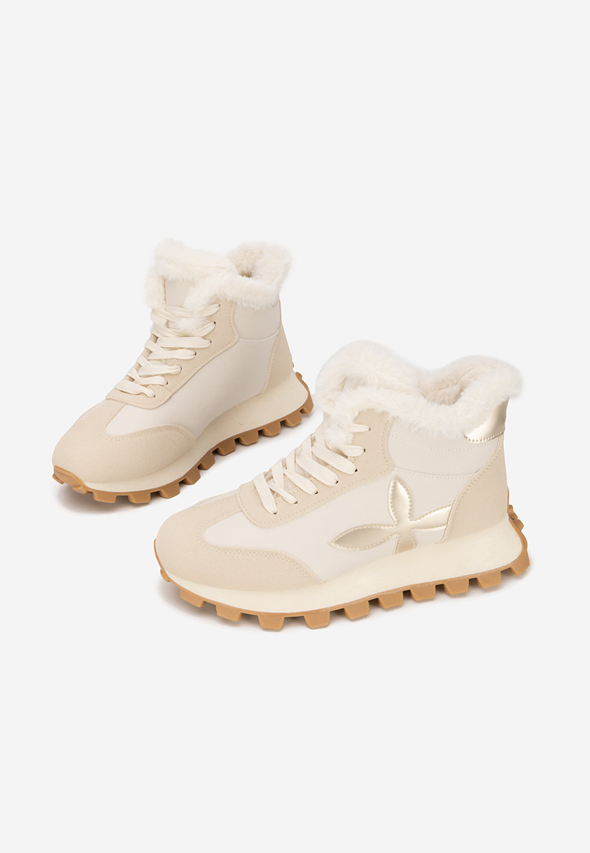 Beżowe zimowe sneakersy damskie Ozia