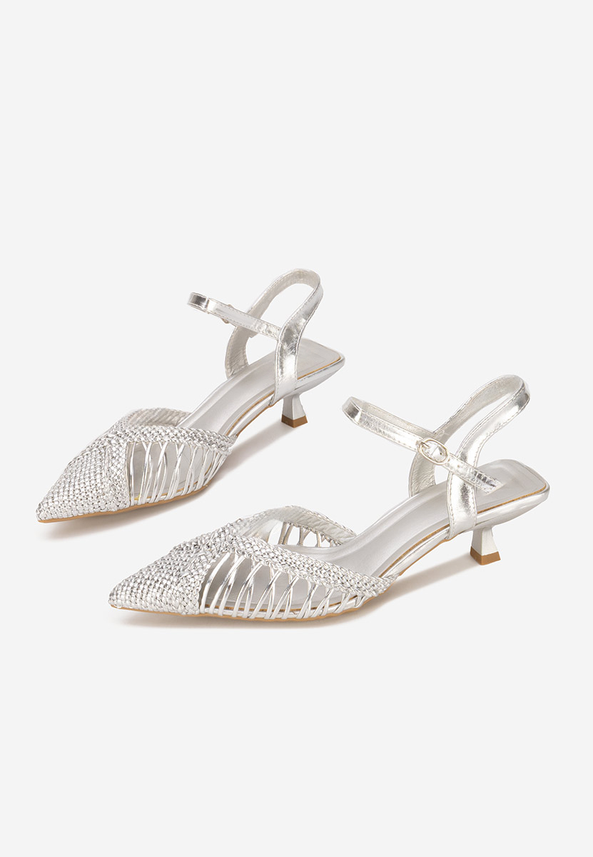 Srebrne szpilki na obcasie Abigail