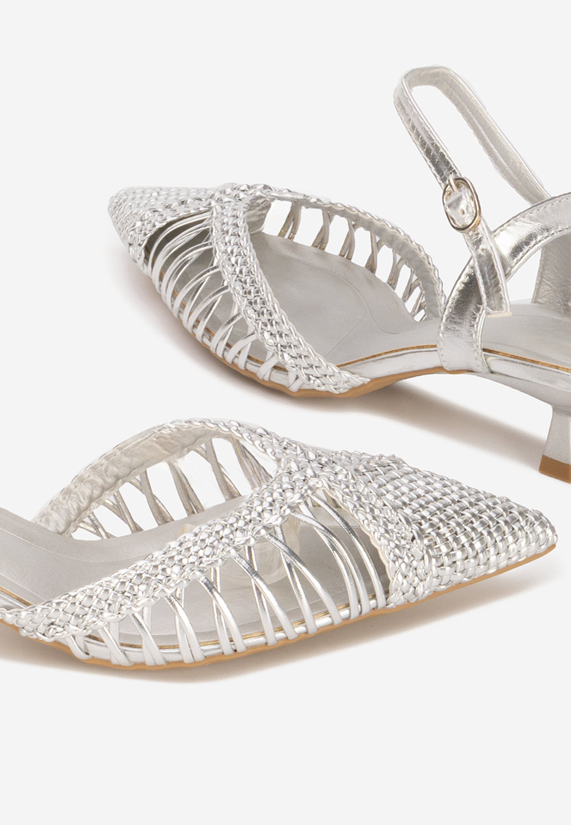 Srebrne szpilki na obcasie Abigail