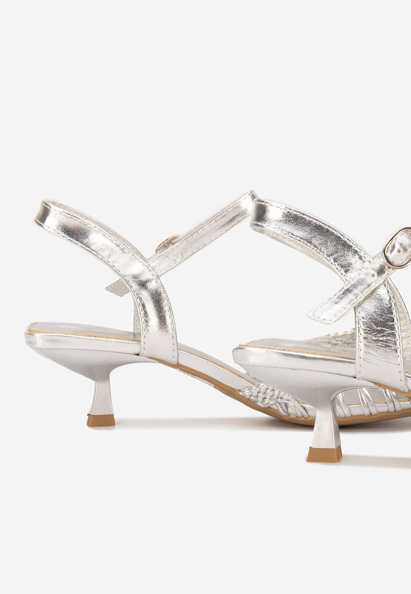 Srebrne szpilki na obcasie Abigail