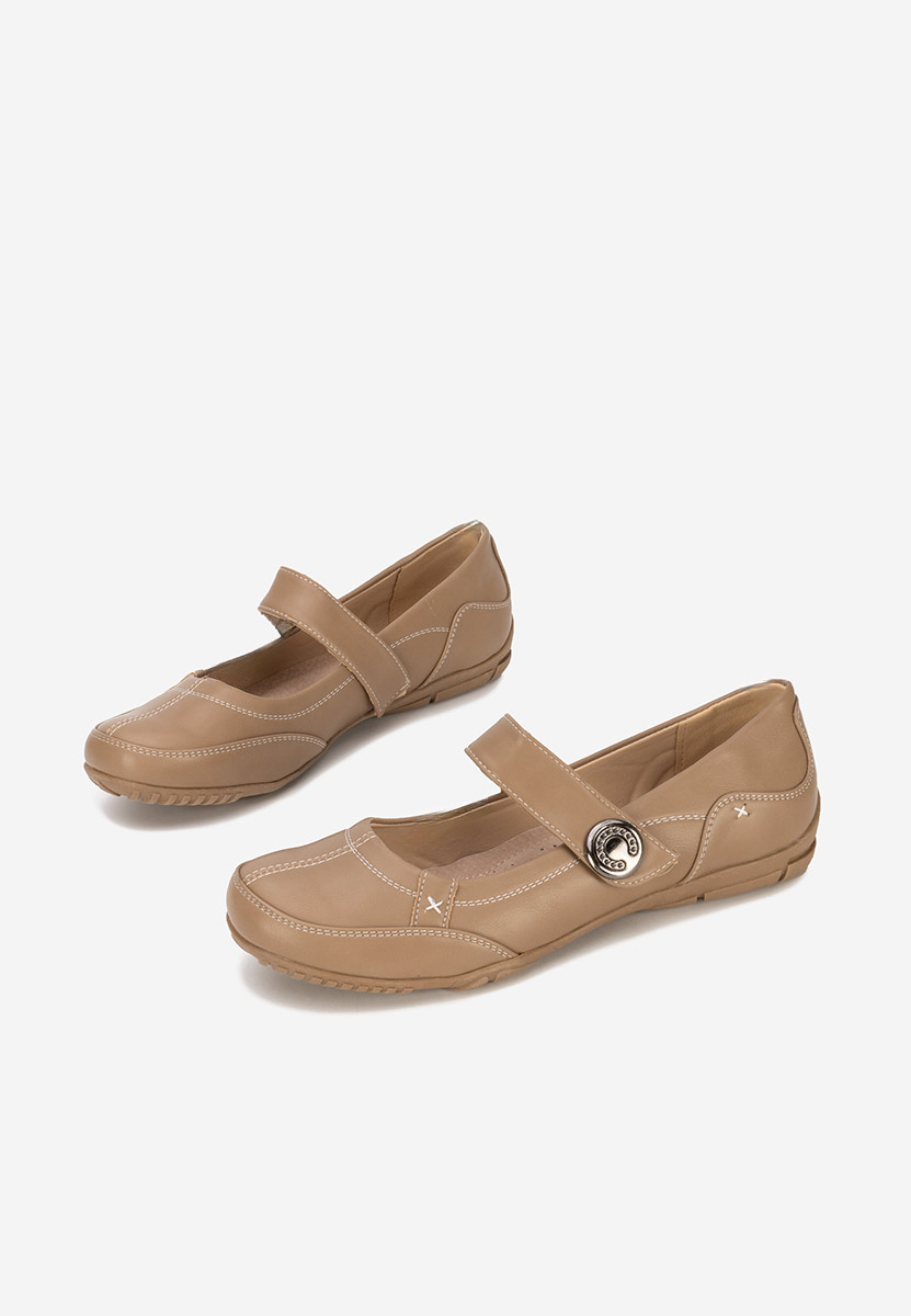 Khaki baleriny z paskiem Chedia