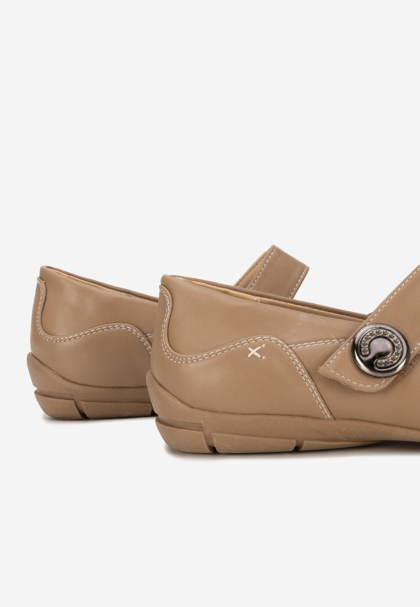 Khaki baleriny z paskiem Chedia