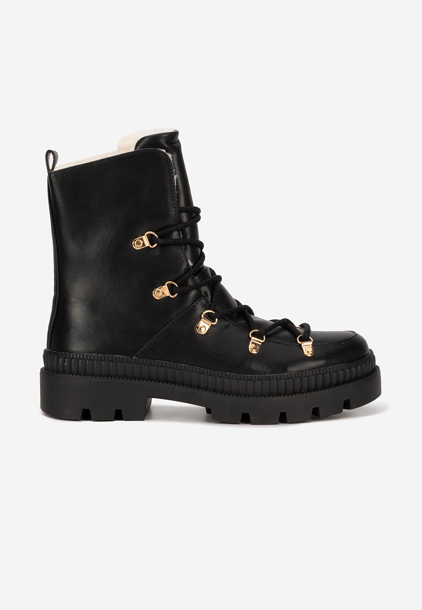 Czarne botki damskie ocieplane Solira