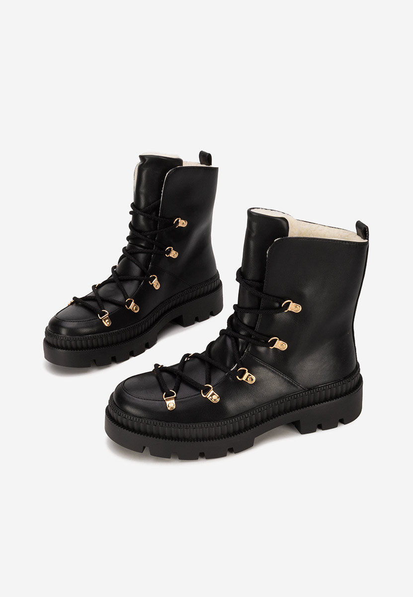 Czarne botki damskie ocieplane Solira