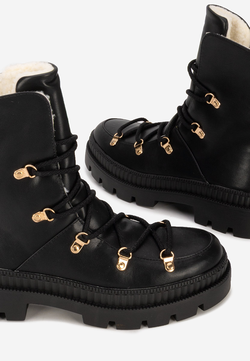 Czarne botki damskie ocieplane Solira