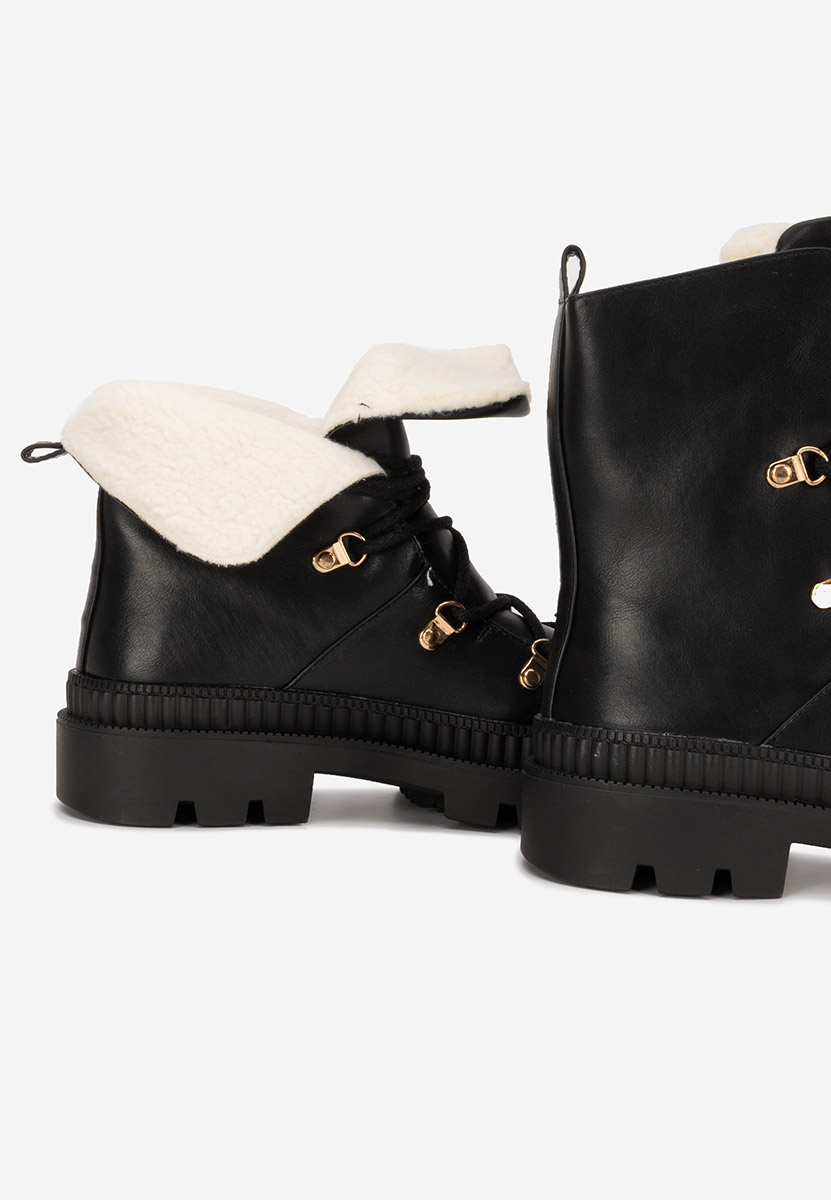Czarne botki damskie ocieplane Solira