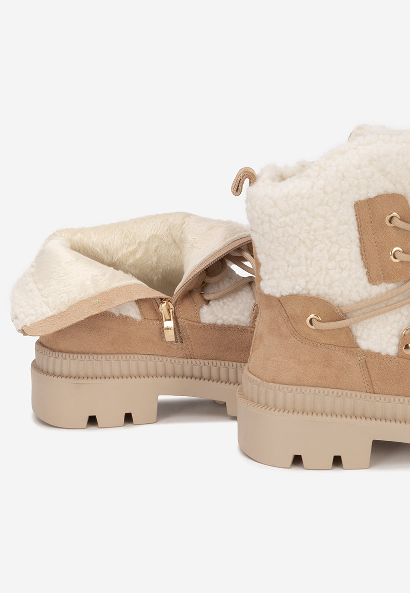 Khaki botki damskie ocieplane Kataria