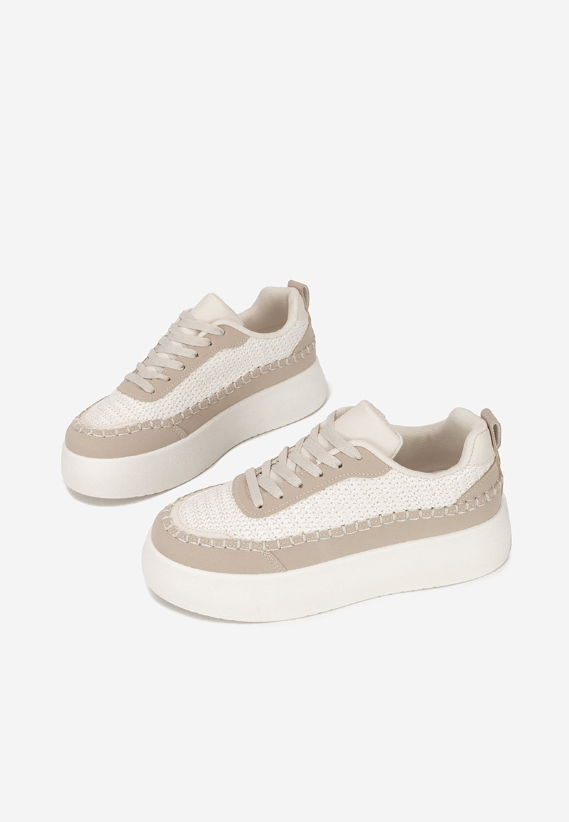Beżowe sneakersy na koturnie Cecila