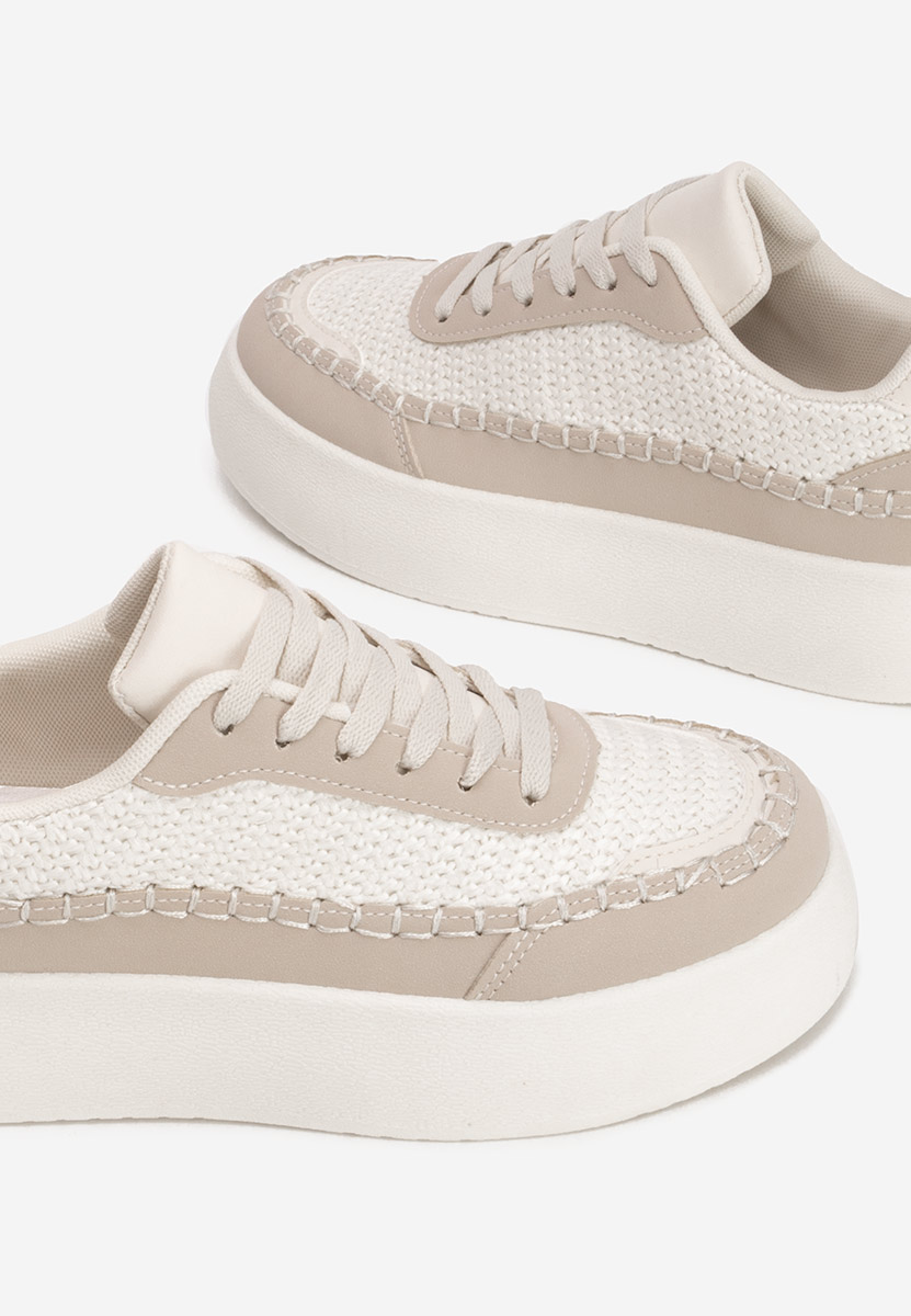 Beżowe sneakersy na koturnie Cecila