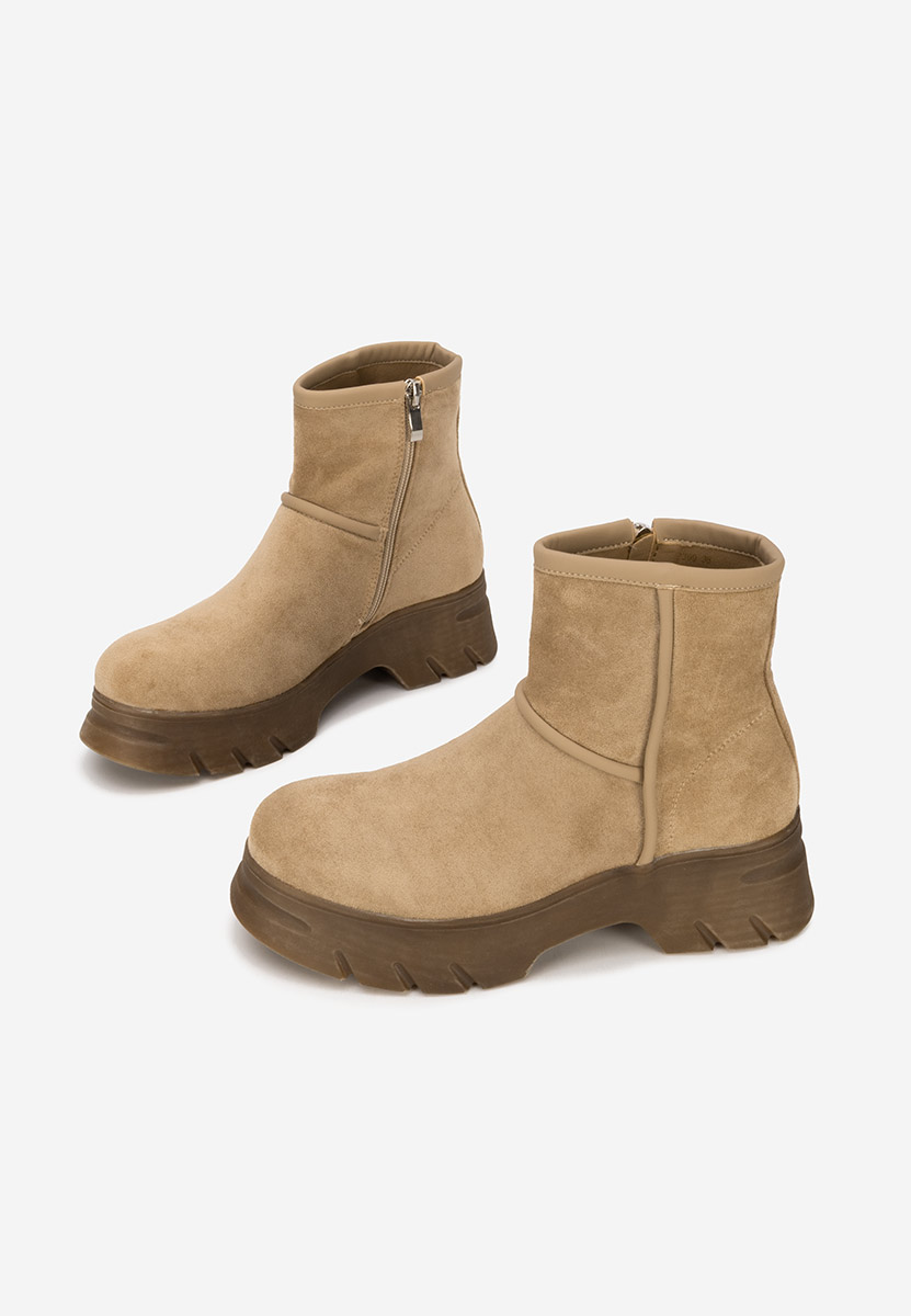 Khaki botki płaskie Geronia