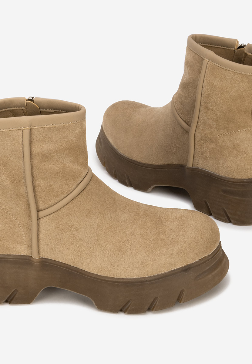 Khaki botki płaskie Geronia