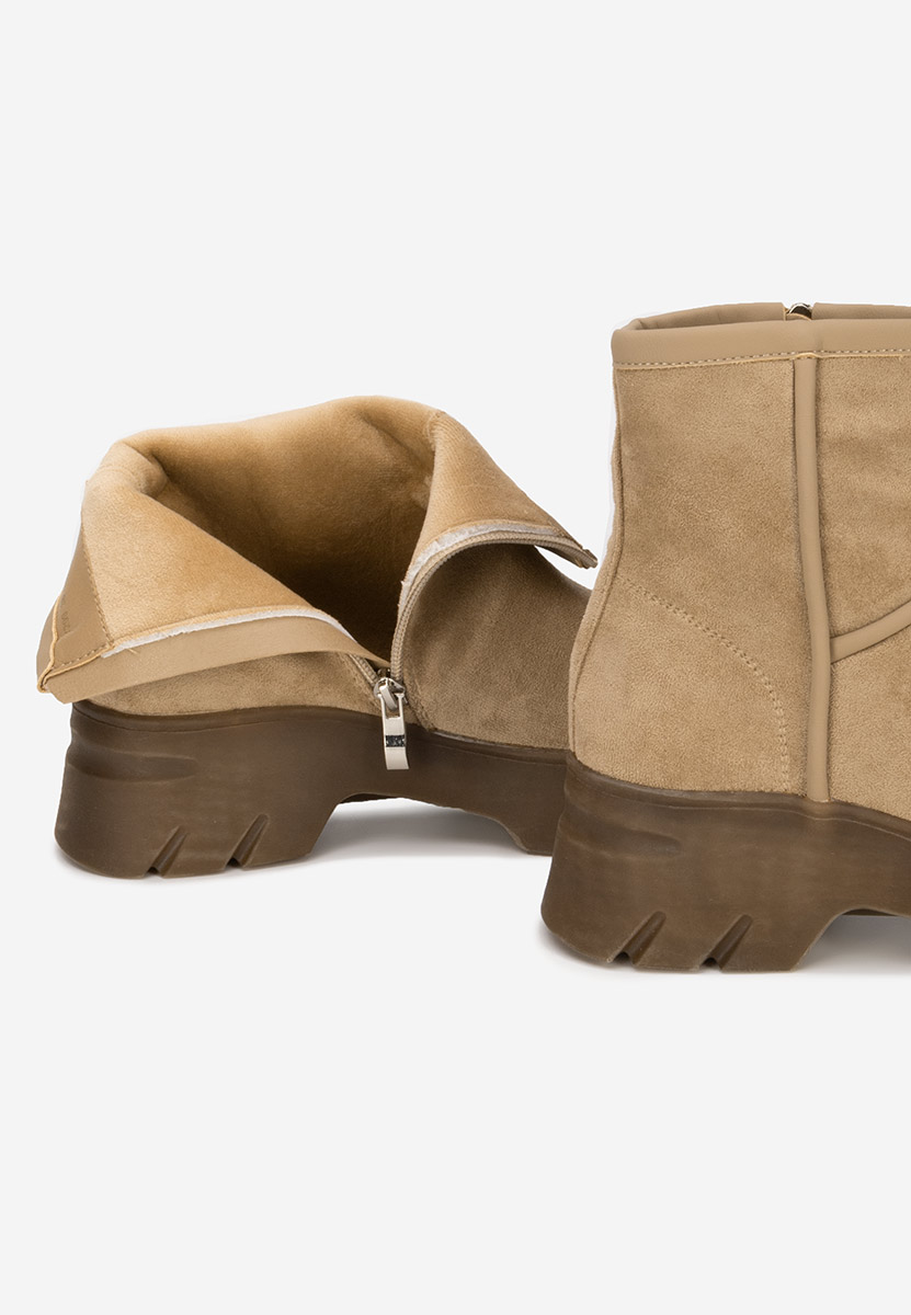 Khaki botki płaskie Geronia