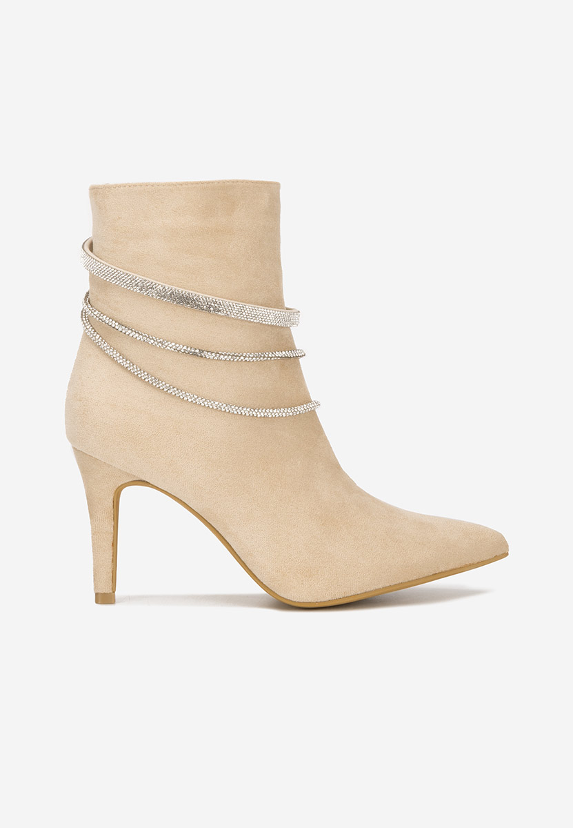 Beżowe botki na obcasie Lorreta