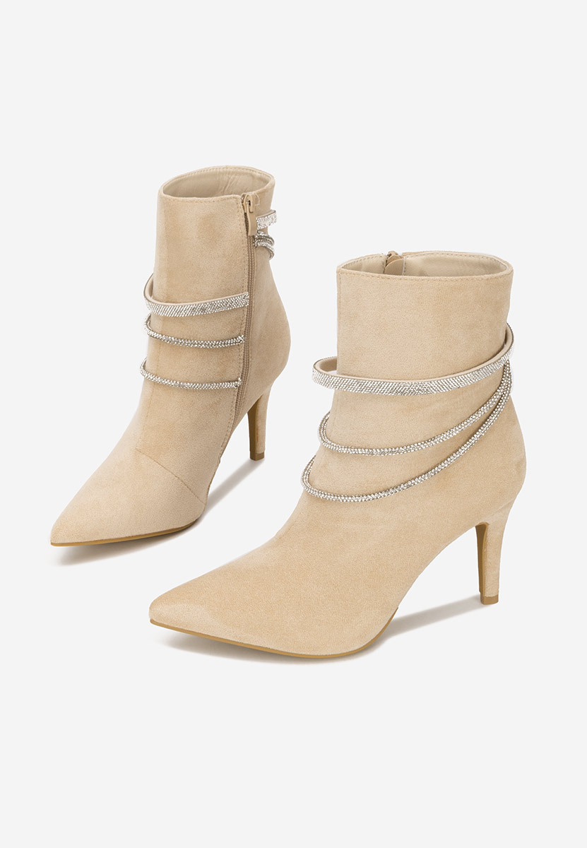 Beżowe botki na obcasie Lorreta