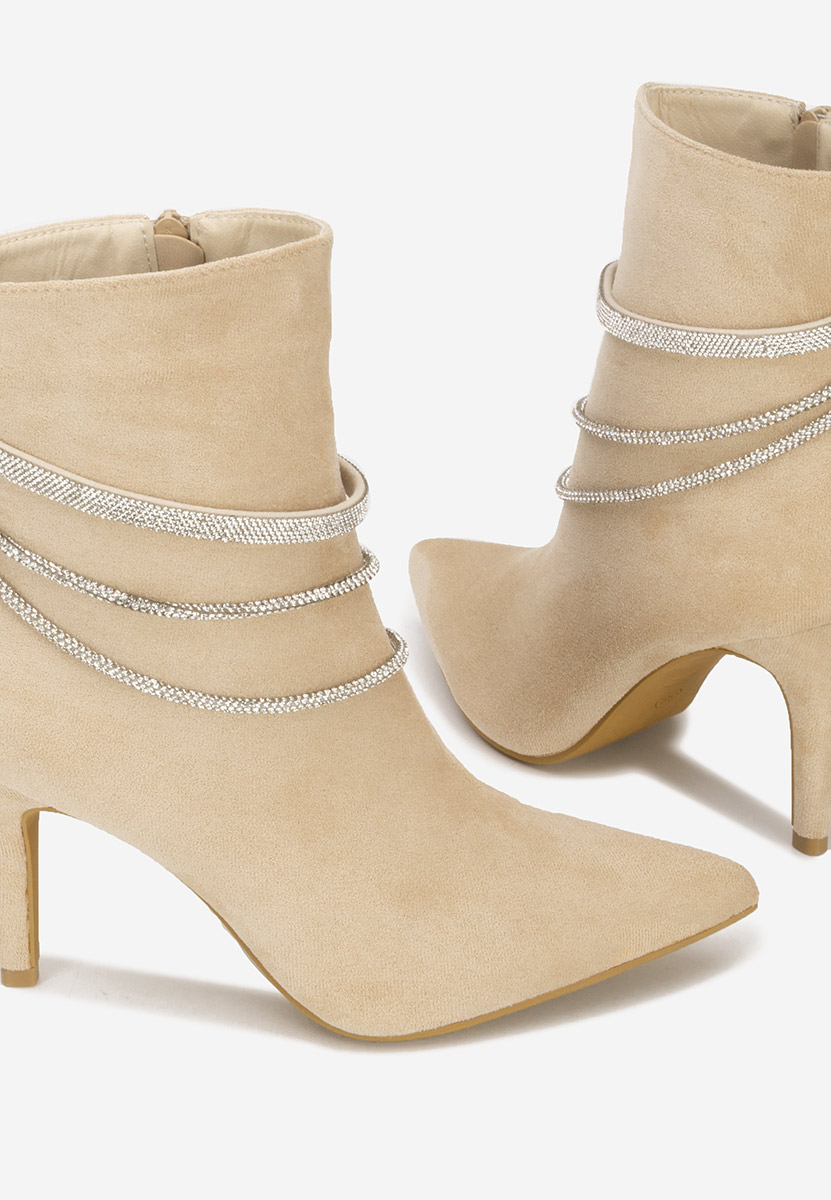 Beżowe botki na obcasie Lorreta