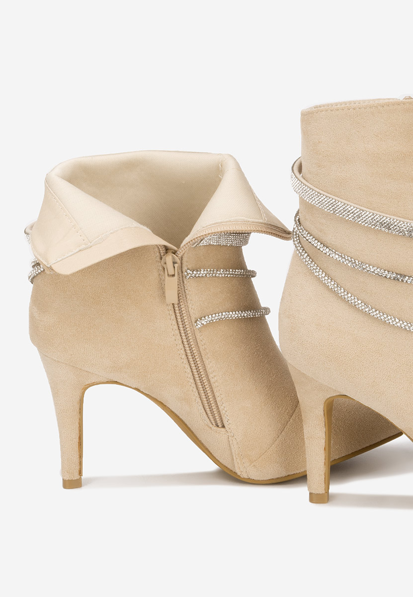 Beżowe botki na obcasie Lorreta