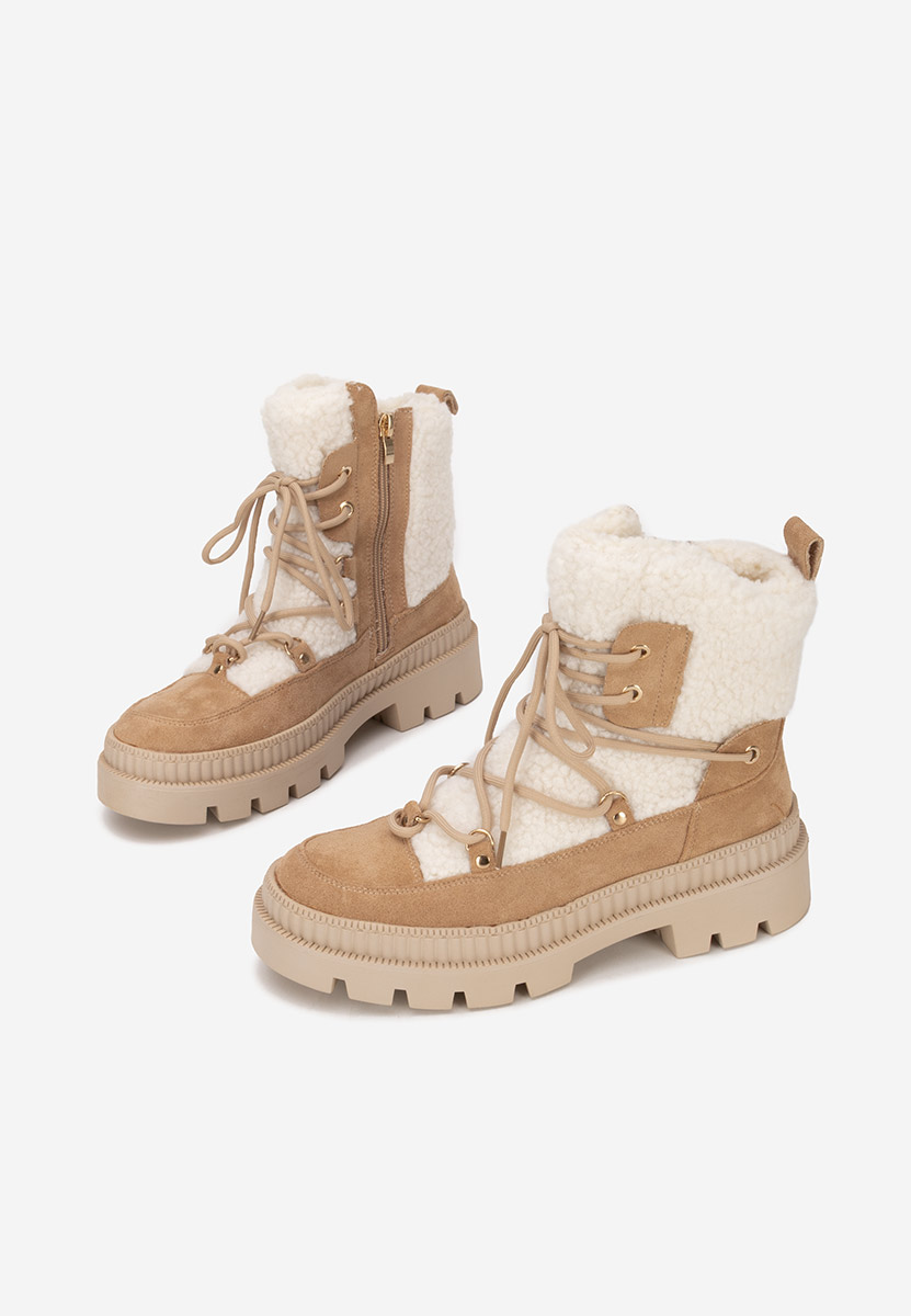 Khaki botki damskie ocieplane Kataria