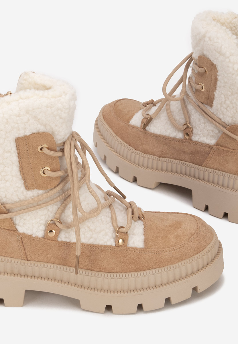 Khaki botki damskie ocieplane Kataria