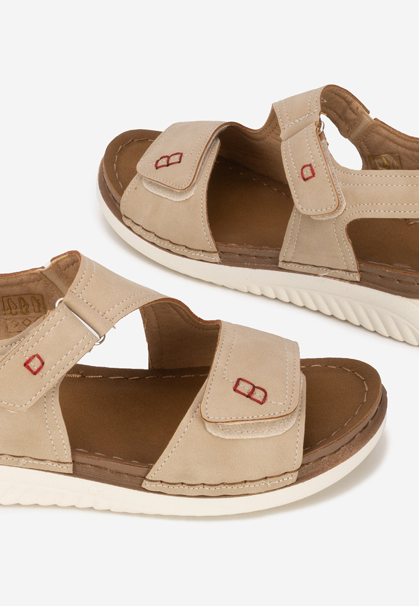 Beżowe sandały damskie płaskie Metina V2