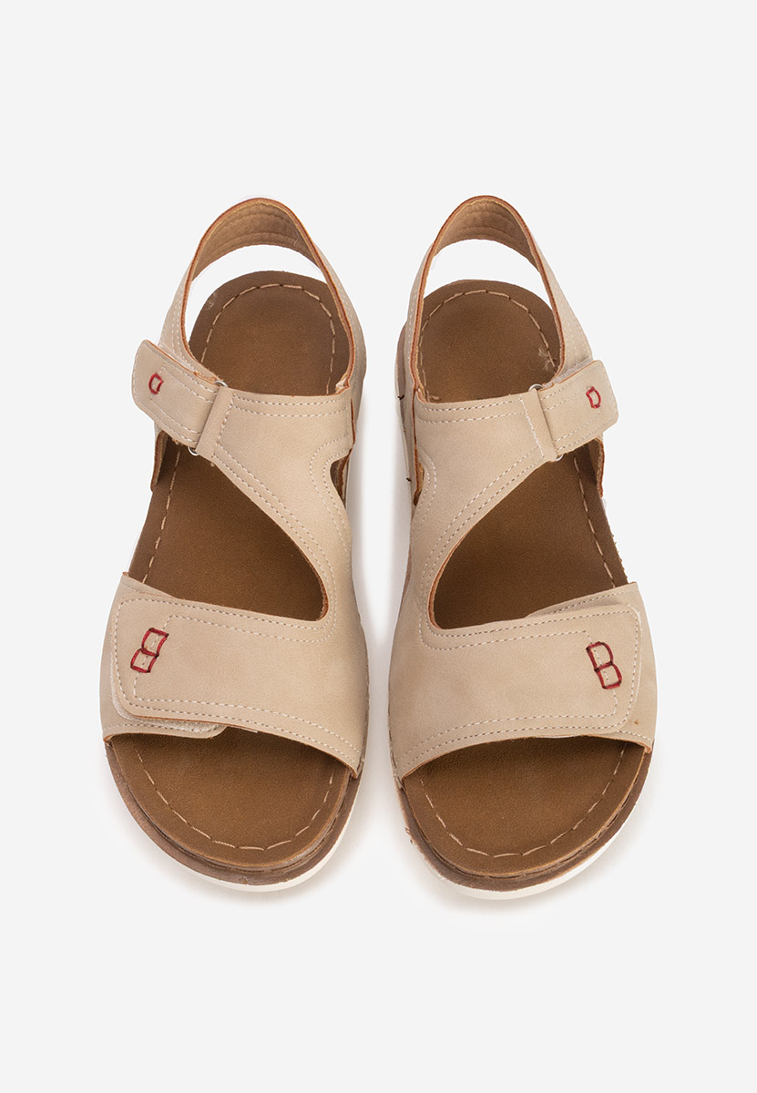Beżowe sandały damskie płaskie Metina V2