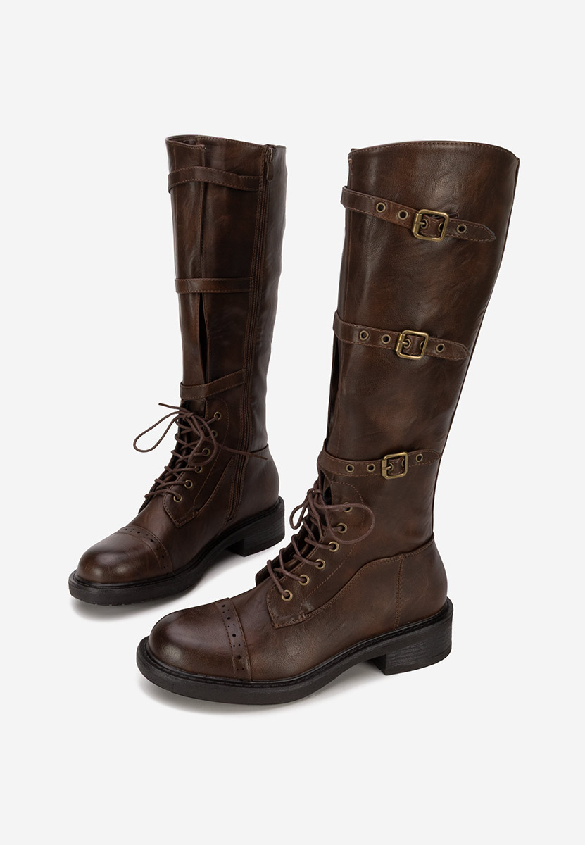 Brązowe kozaki sznurowane Frosina