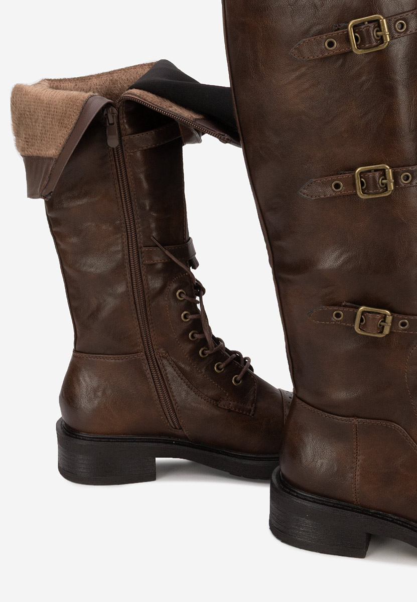 Brązowe kozaki sznurowane Frosina