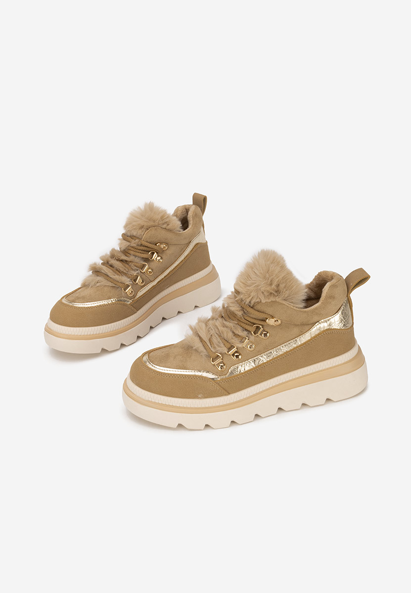 Khaki zimowe sneakersy damskie Clavira