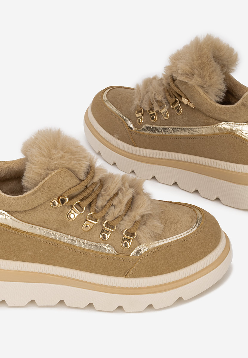 Khaki zimowe sneakersy damskie Clavira