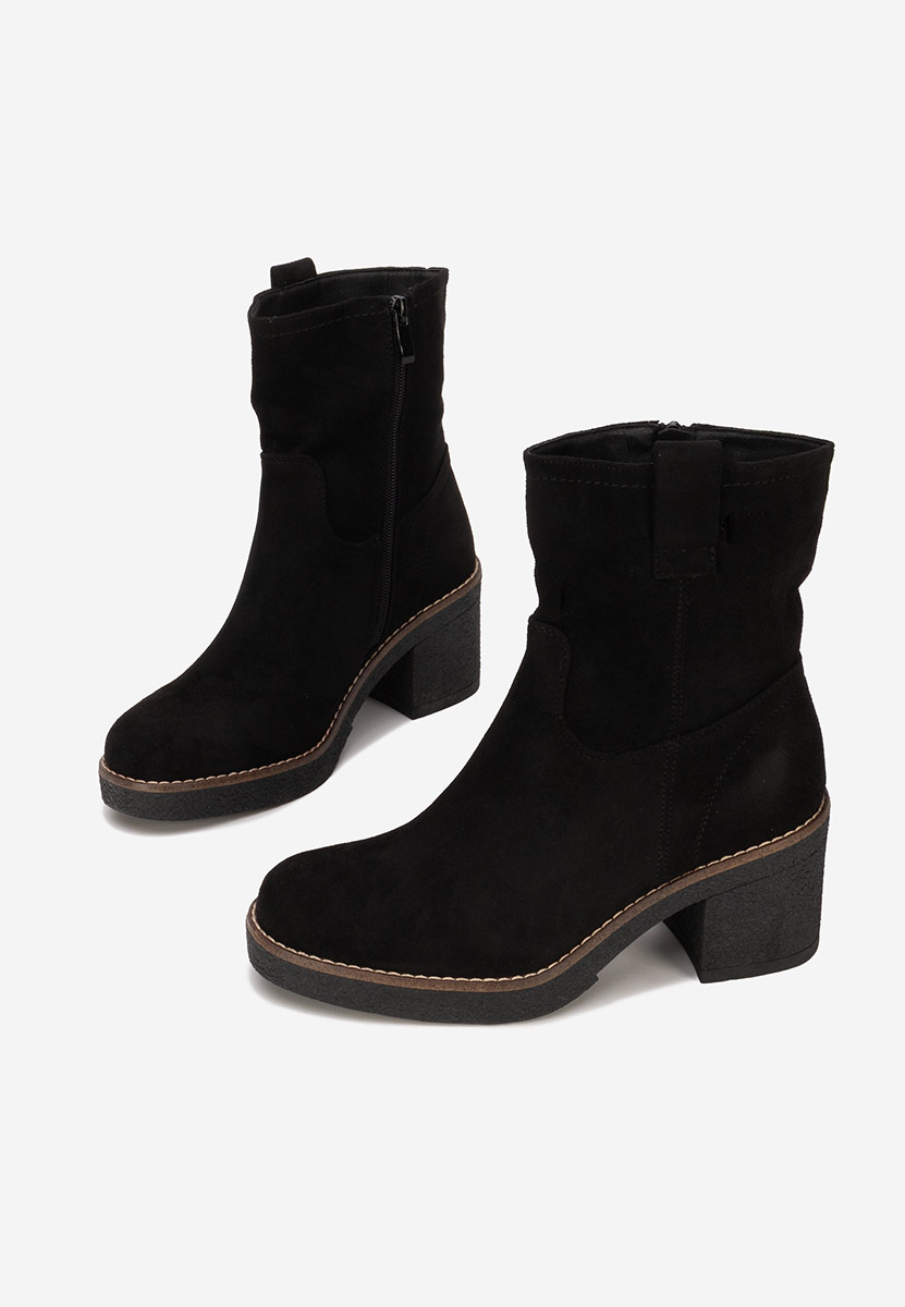 Czarne botki na słupku Livona