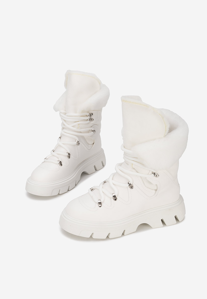 Białe botki damskie ocieplane Celima