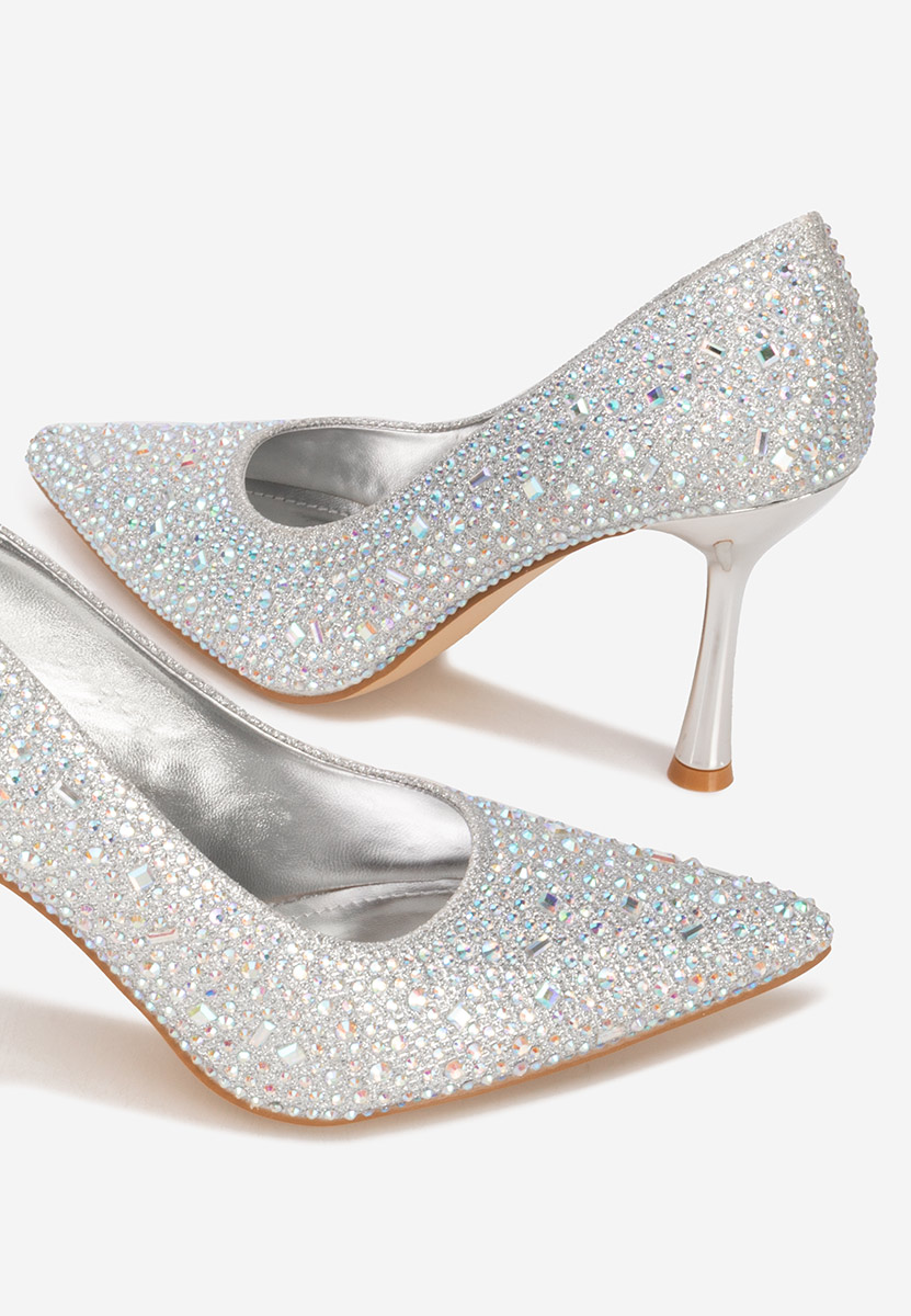 Srebrne czółenka na szpilce Sidionia