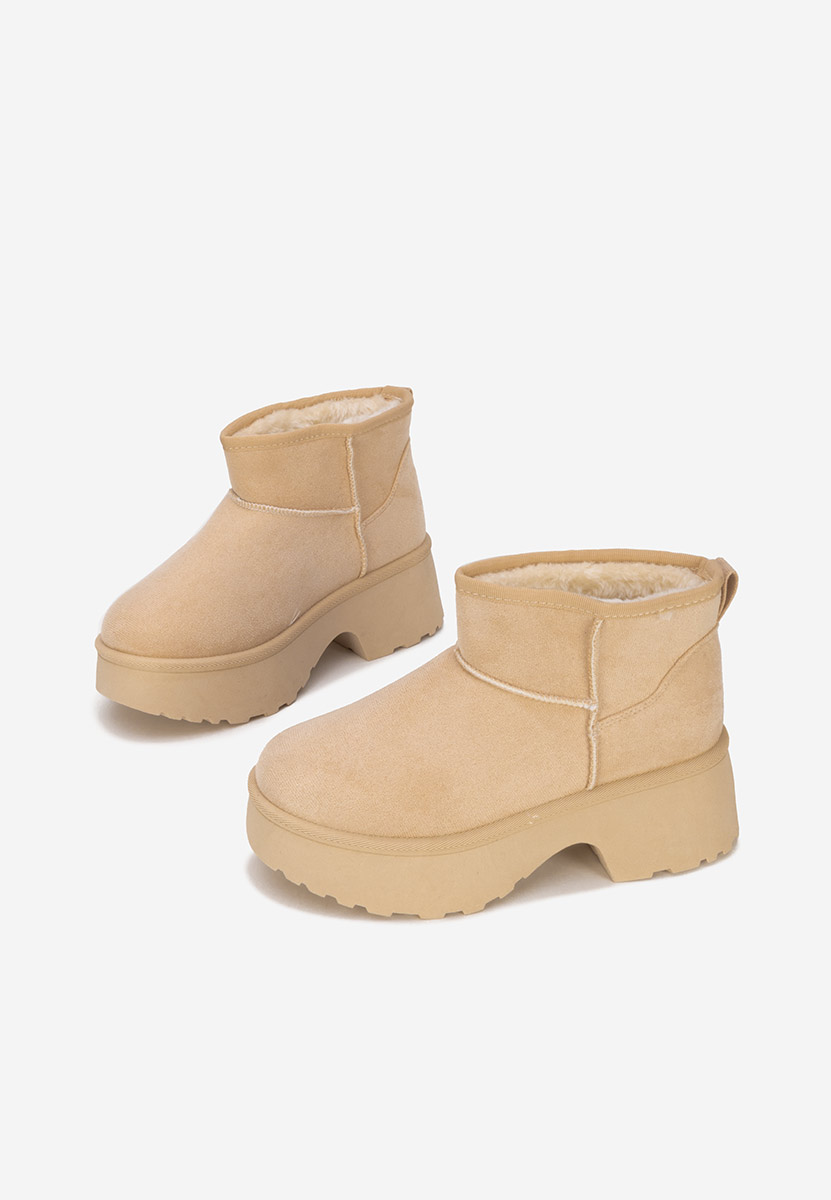 Beżowe botki damskie ocieplane Tarnia