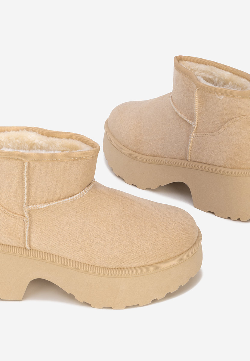 Beżowe botki damskie ocieplane Tarnia