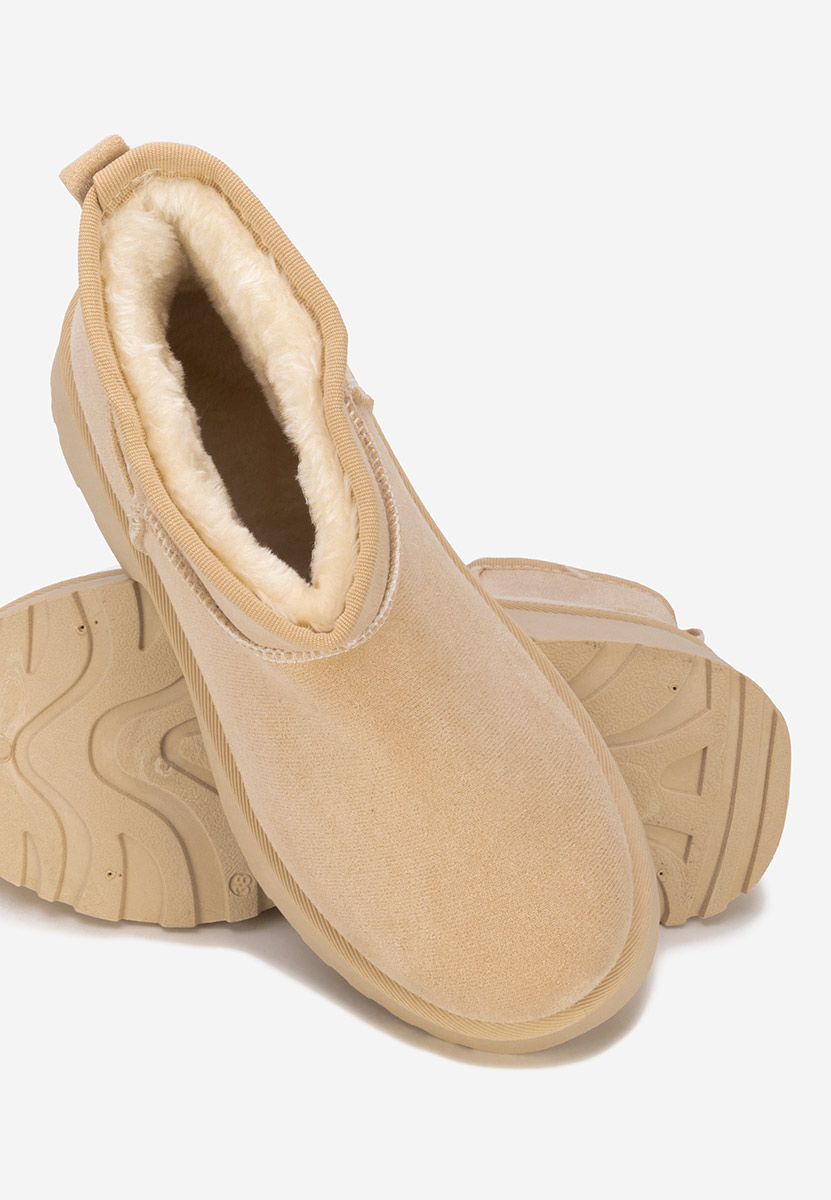 Beżowe botki damskie ocieplane Tarnia