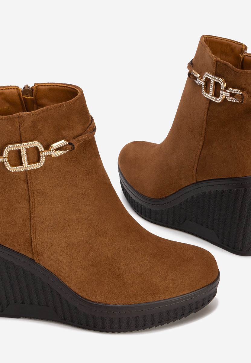 Camelowe botki na platformie Charlet V3