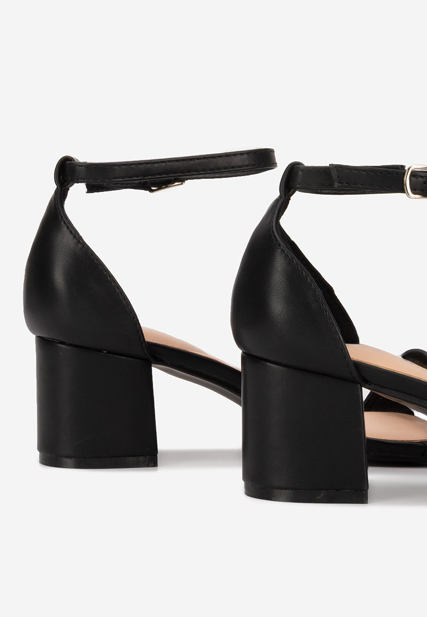 Czarne sandały na słupku Karyssa V2