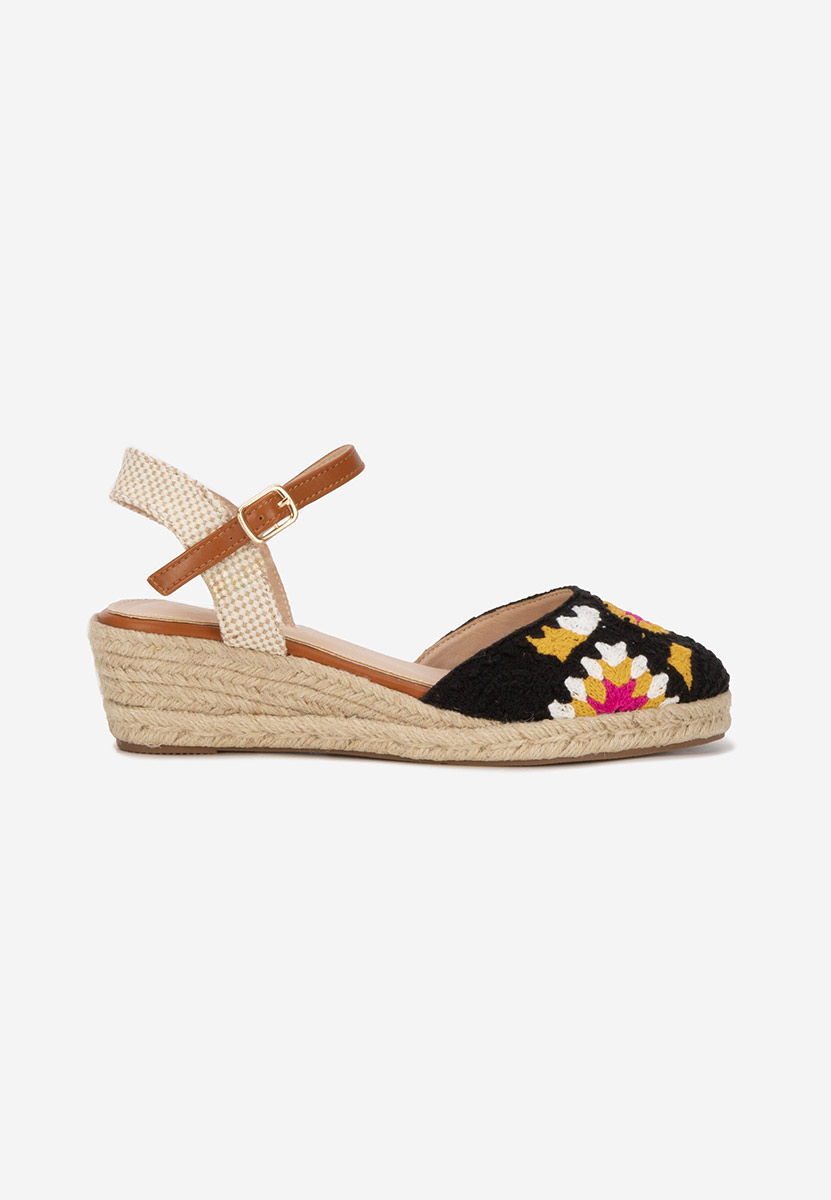 Czarne espadryle na koturnie Elioth