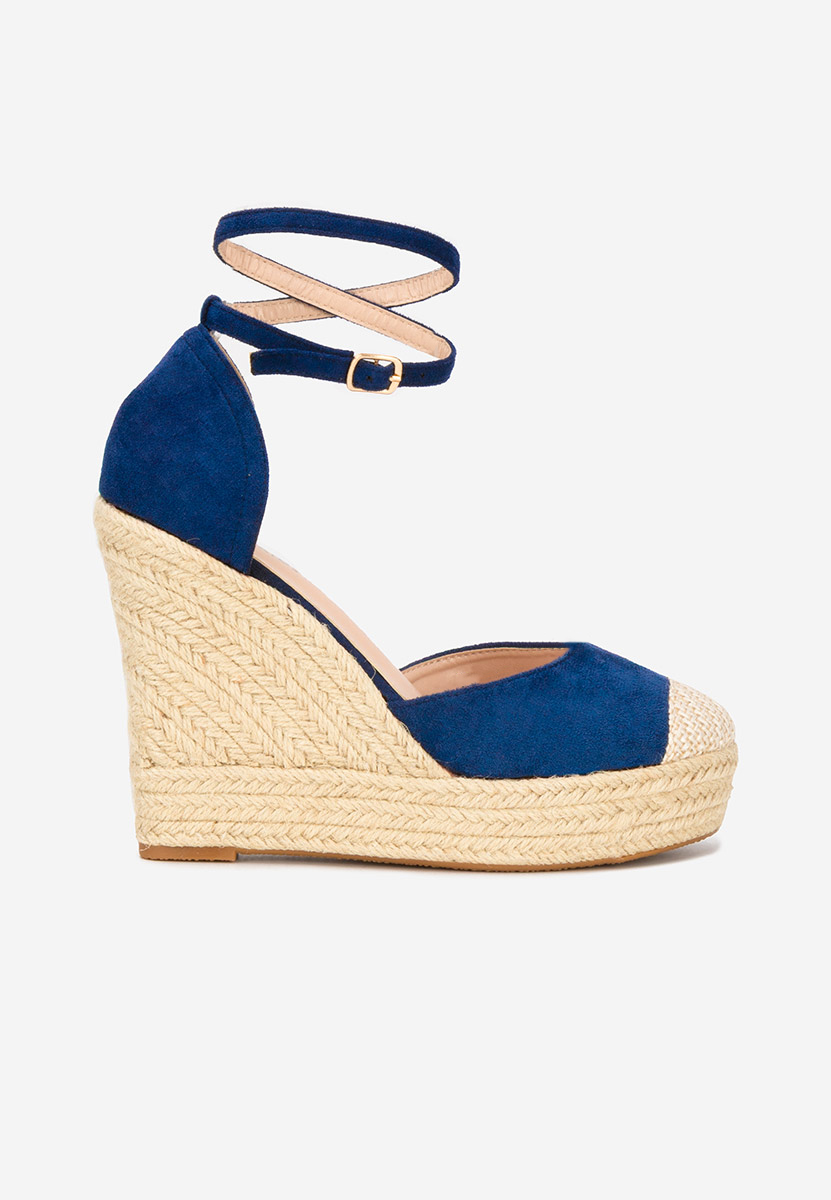 Niebieskie sandały na koturnie Saniza V3