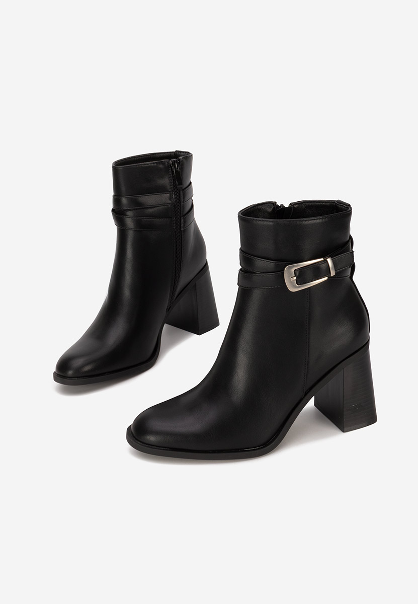 Czarne botki na słupku Reica