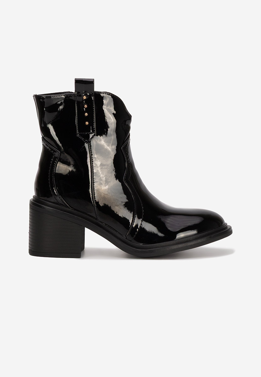 Czarne botki na słupku Katyana V2