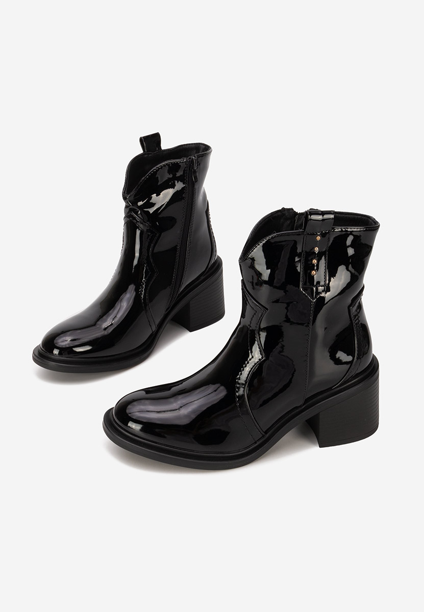 Czarne botki na słupku Katyana V2