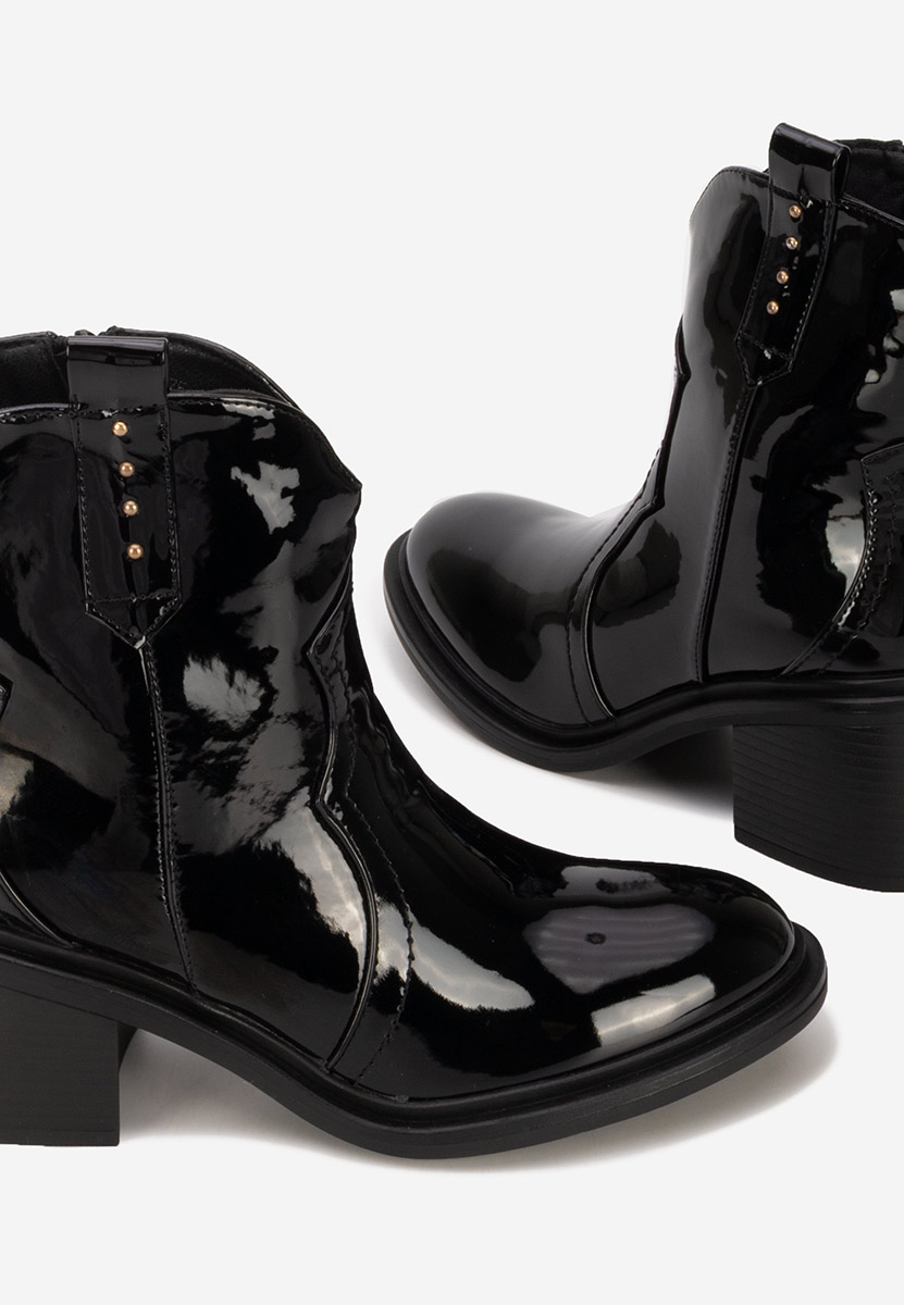 Czarne botki na słupku Katyana V2